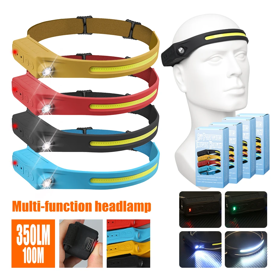Fishing Headlamp - Lampe frontale Rechargeable 350 Lumen capteur