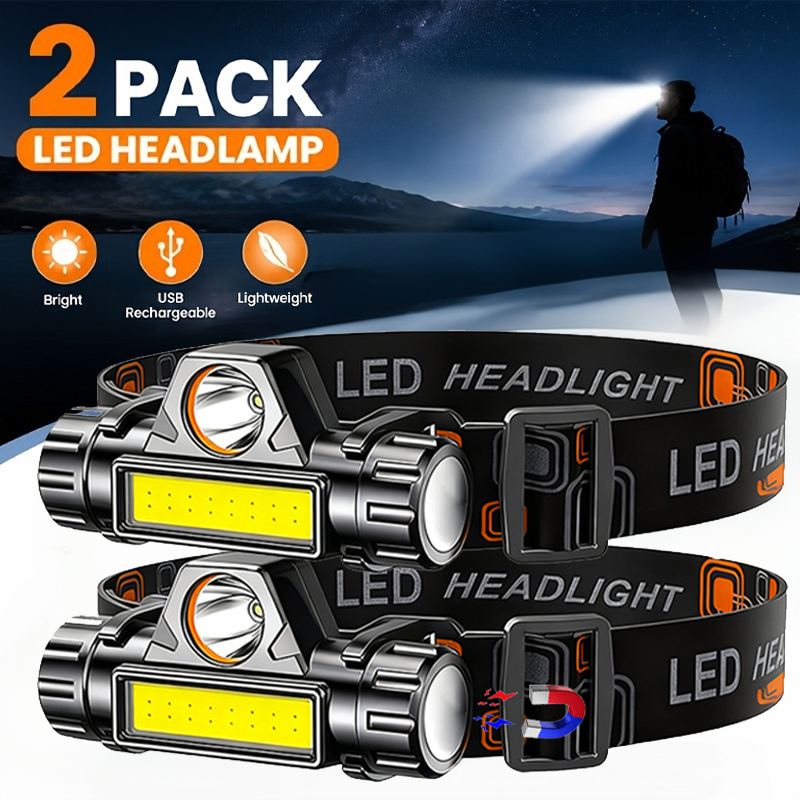 Fishing Headlamp - Lampe frontale LED super lumineuse, rechargeable,