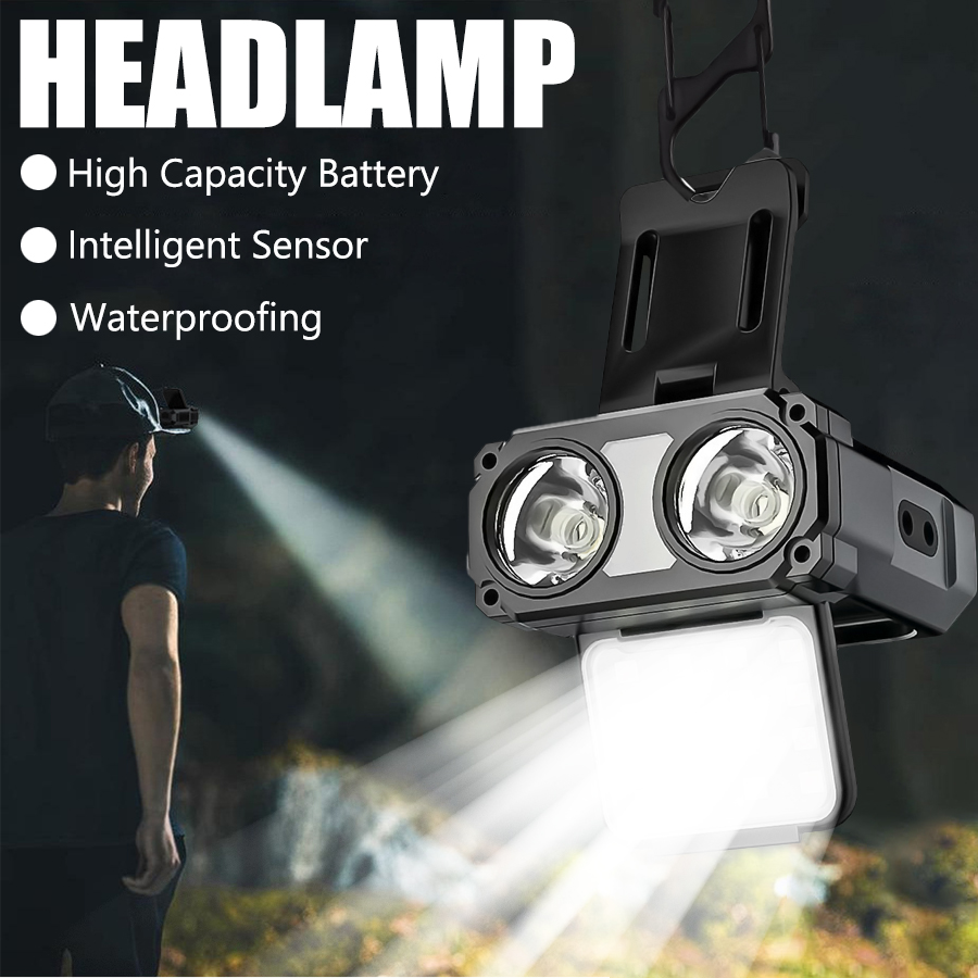 Fishing Headlamp - Capteur COB LED phare capuchon pince
